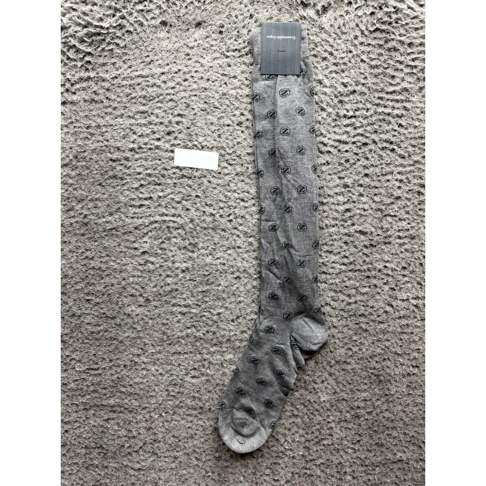NWT Ermenegildo Zegna Z Norda Allover Knee Socks Flanel Gray One Size Unisex